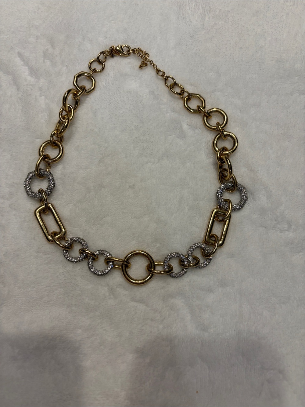 Gold and Silver Two-Tone Link Necklace - Designer Style